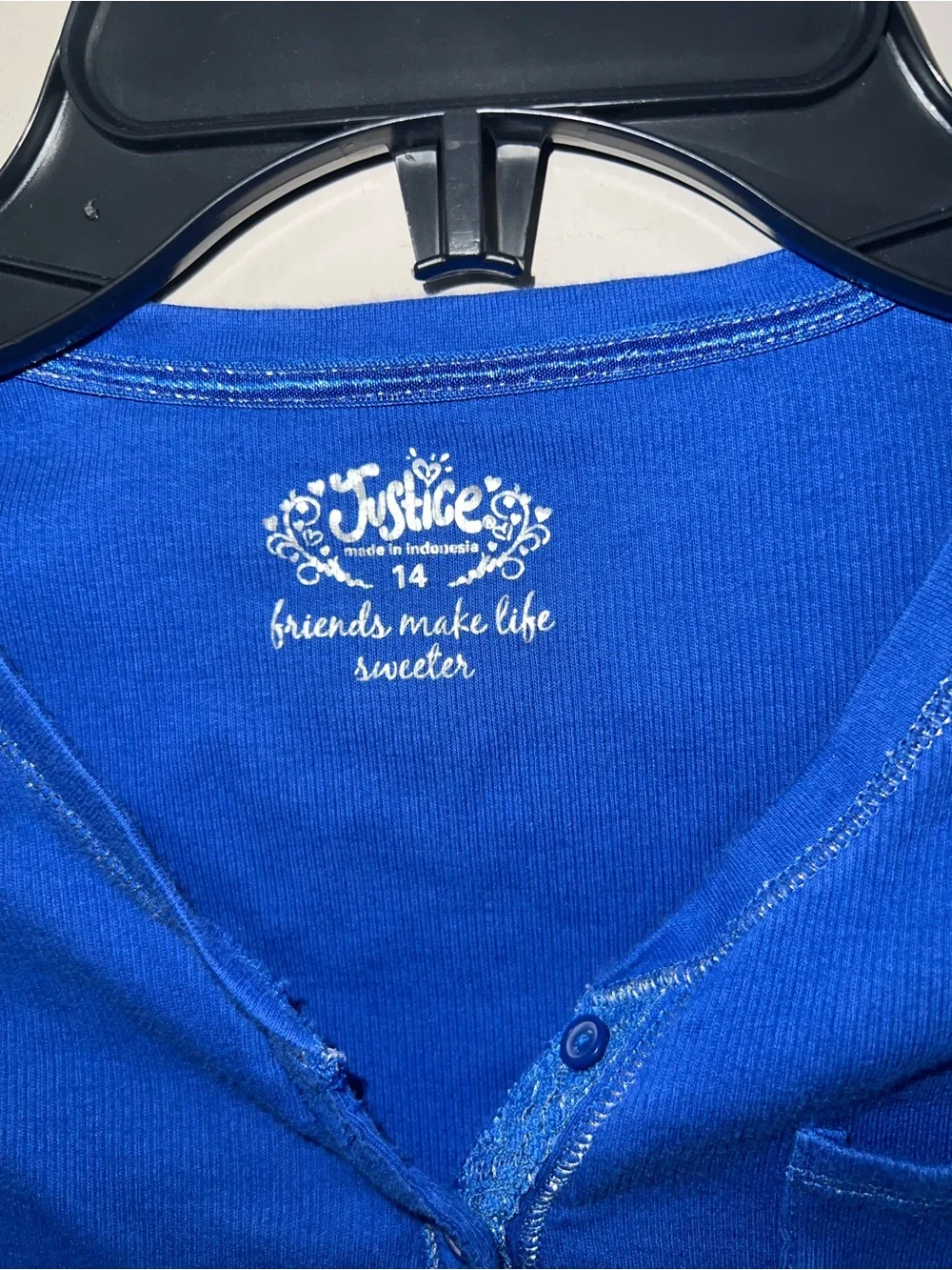 Royal blue ribbed tshirt Justice 14